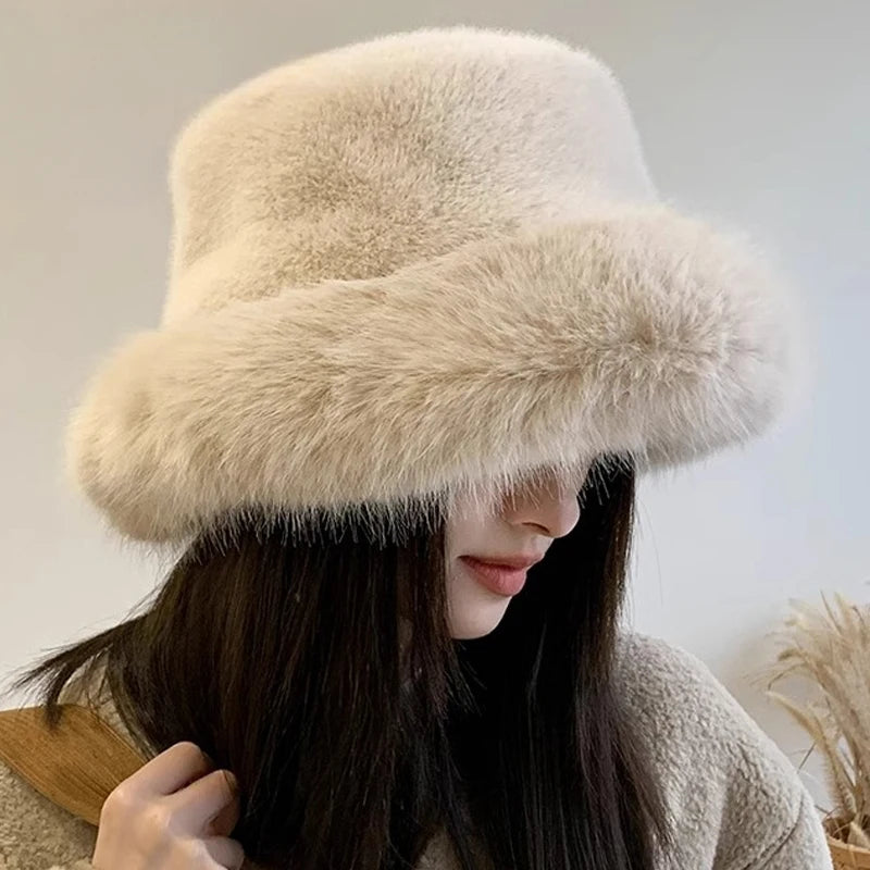 Winter Plush Fisherman Hat for Women