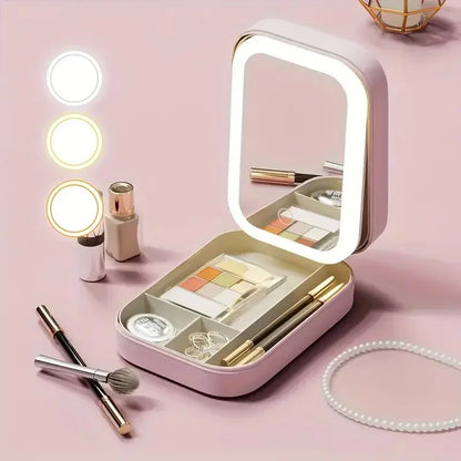 LED Mirror Makeup Storage Box